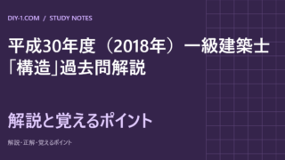 平成30年度（2018年）一級建築士「構造」過去問解説｜全30問・計算の途中式と覚えるポイント